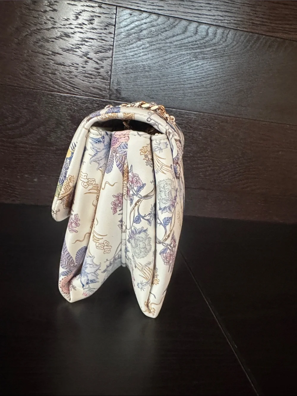 Floral Ivory Chain Strap Shoulder Bag